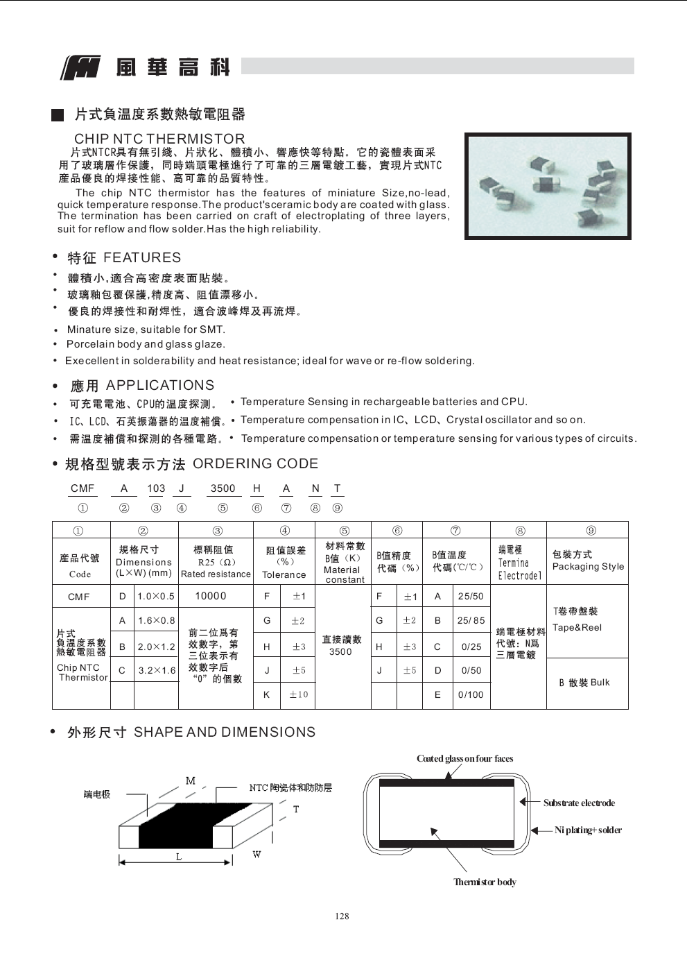 CMF熱敏電阻代碼說明