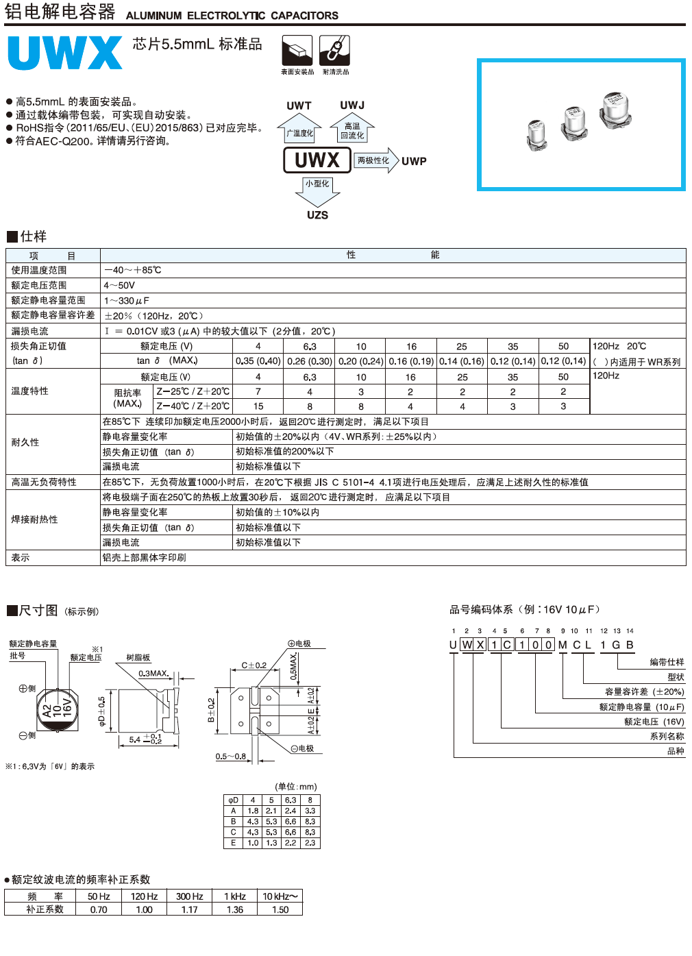 UWX標(biāo)準(zhǔn)品鋁電解電容